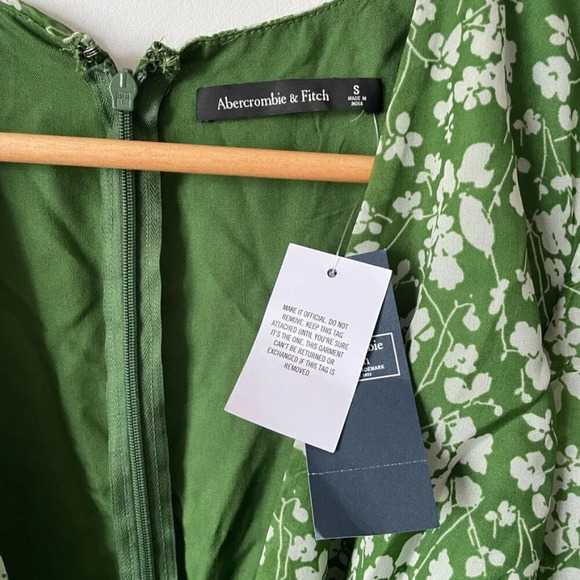 Abercrombie & Fitch Long Sleeve Cut Out Mini Dress NWT Green Floral Size Small - Picture 6 of 7